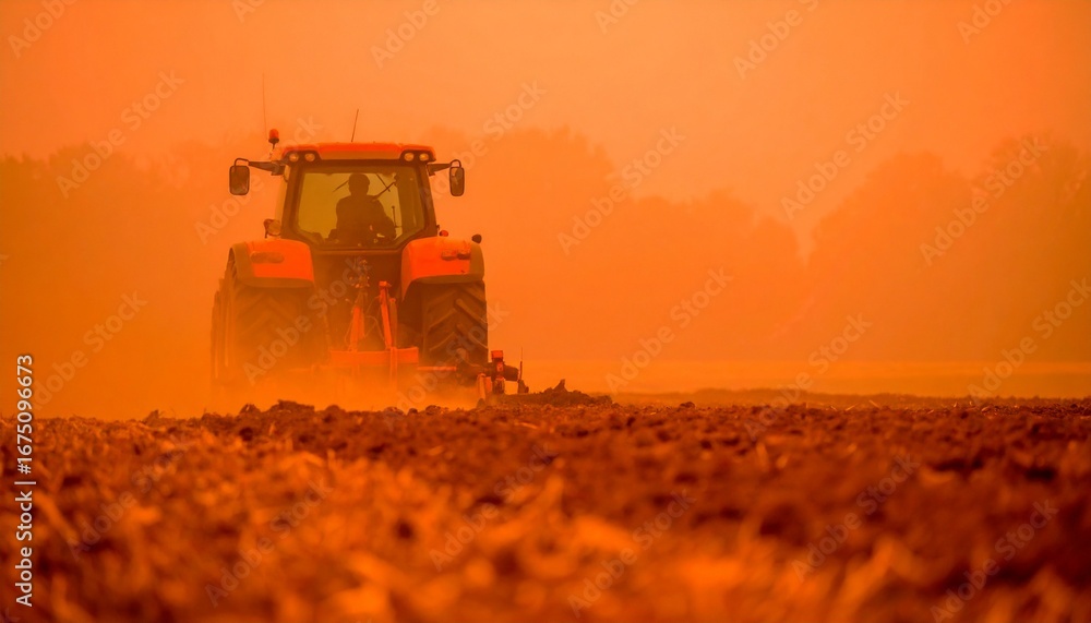 Fototapeta premium The beauty of agriculture shines through the fog. 