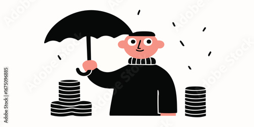 A man uses an umbrella to s...