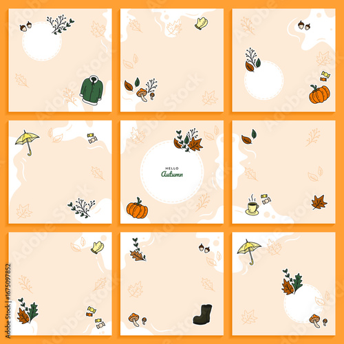 Cozy hand drawn autumn templates. Perfect for social media posts, stories, and seasonal promotions.