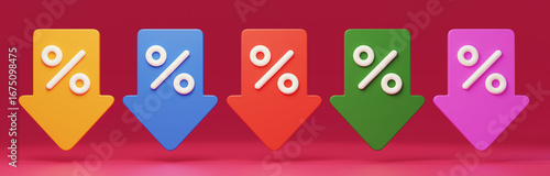 E-commerce arrow Low Price discount Big promotion label 3D