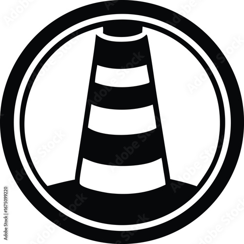 Distinctive lighthouse emblem design capturing maritime navigation and safety signaling concepts in a clean circular graphic