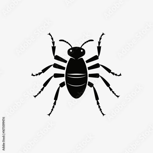 Striking beetle graphic in minimal style showcases distinct insect black silhouette