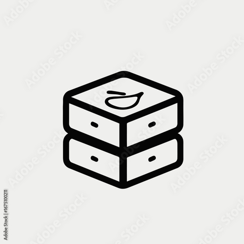 Minimalist design two drawers furniture illustration home object outline silhouette