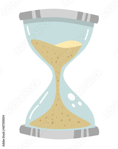 Hourglass with Flowing Sand. Vector illustration of an hourglass with sand flowing through the glass. Symbol of time, countdown, patience, waiting, transition, and the passage of life.