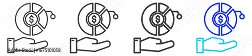 Capital Allocation Icon Set Collection in Creative Outline Style for Business Featuring Multiple Thickness Variations Perfect for Finance Marketing Strategy and Analysis
