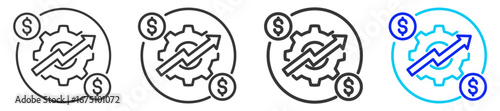 Operational Efficiency Icon Set Collection in Creative Outline Style for Business Featuring Multiple Thickness Variations Perfect for Finance Marketing Strategy and Analysis