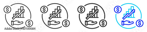 Value Creation Icon Set Collection in Creative Outline Style for Business Featuring Multiple Thickness Variations Perfect for Finance Marketing Strategy and Analysis