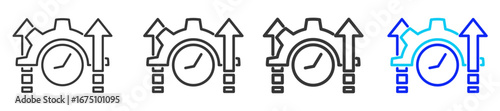 Productivity Improvement Icon Set Collection in Creative Outline Style for Business Featuring Multiple Thickness Variations Perfect for Finance Marketing Strategy and Analysis