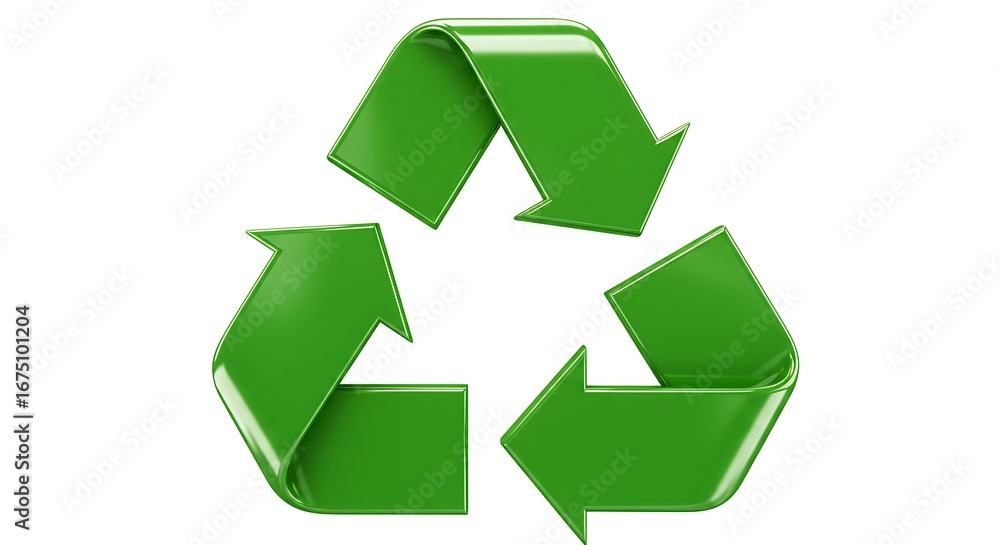 Obraz premium Green Recycling Symbol with Three Arrows Loop