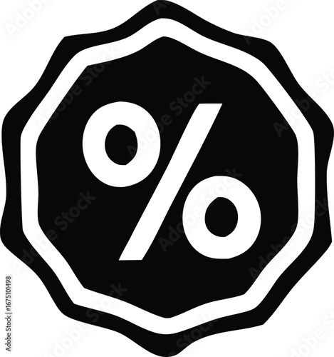 Black and white percentage emblem for sales promotions discounts and financial offers