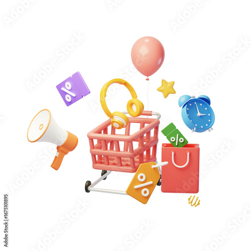 E-commerce promotions Online shopping consumption shopping marketing 3D