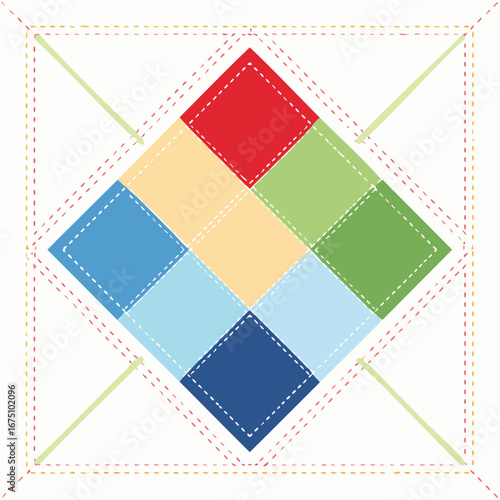 Colorful Geometric Quilt Patchwork Design