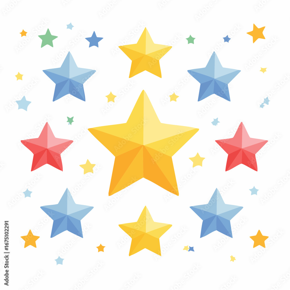 Fototapeta premium Colorful Stars Pattern on White Background