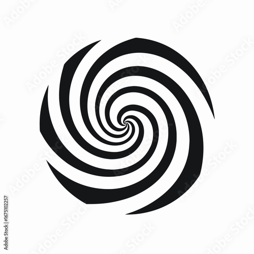 Graphic optical illusion of swirling vortex creating hypnotic pattern silhouette