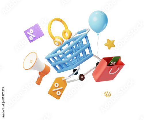 E-commerce promotions Online shopping consumption shopping marketing 3D