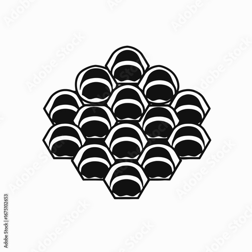 Abstract honeycomb structure with cells creates a graphic, modern vector silhouette