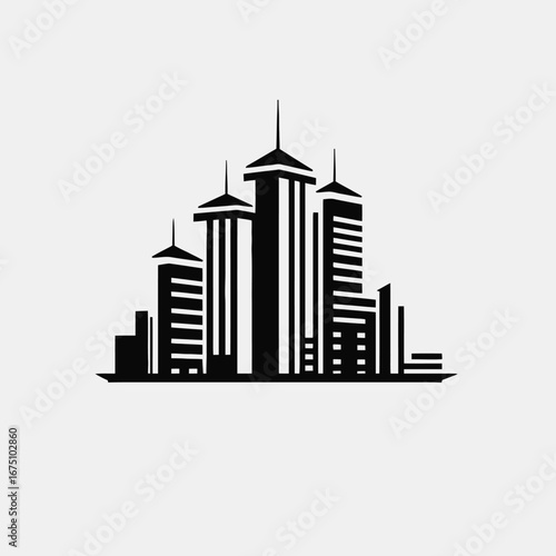 Modern urban cityscape displaying simplistic style building construction stark stark silhouette