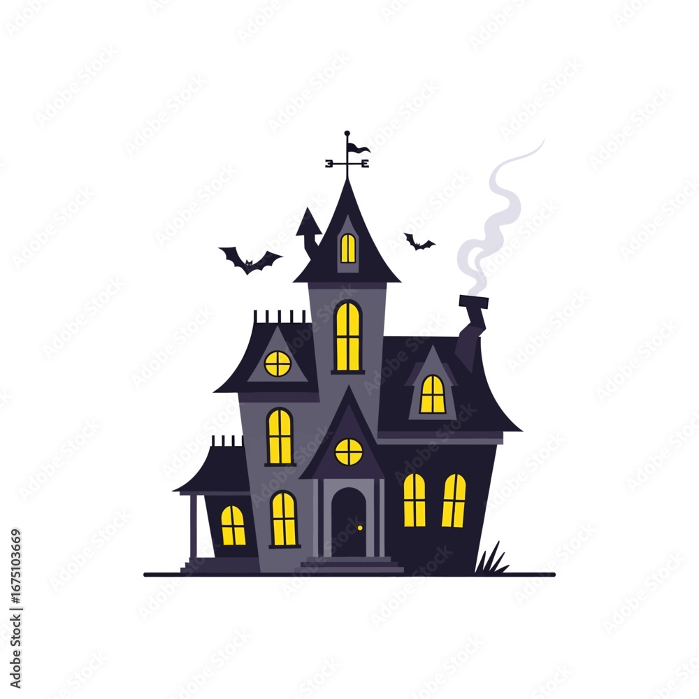 custom made wallpaper toronto digitalSpooky Haunted House Illustration