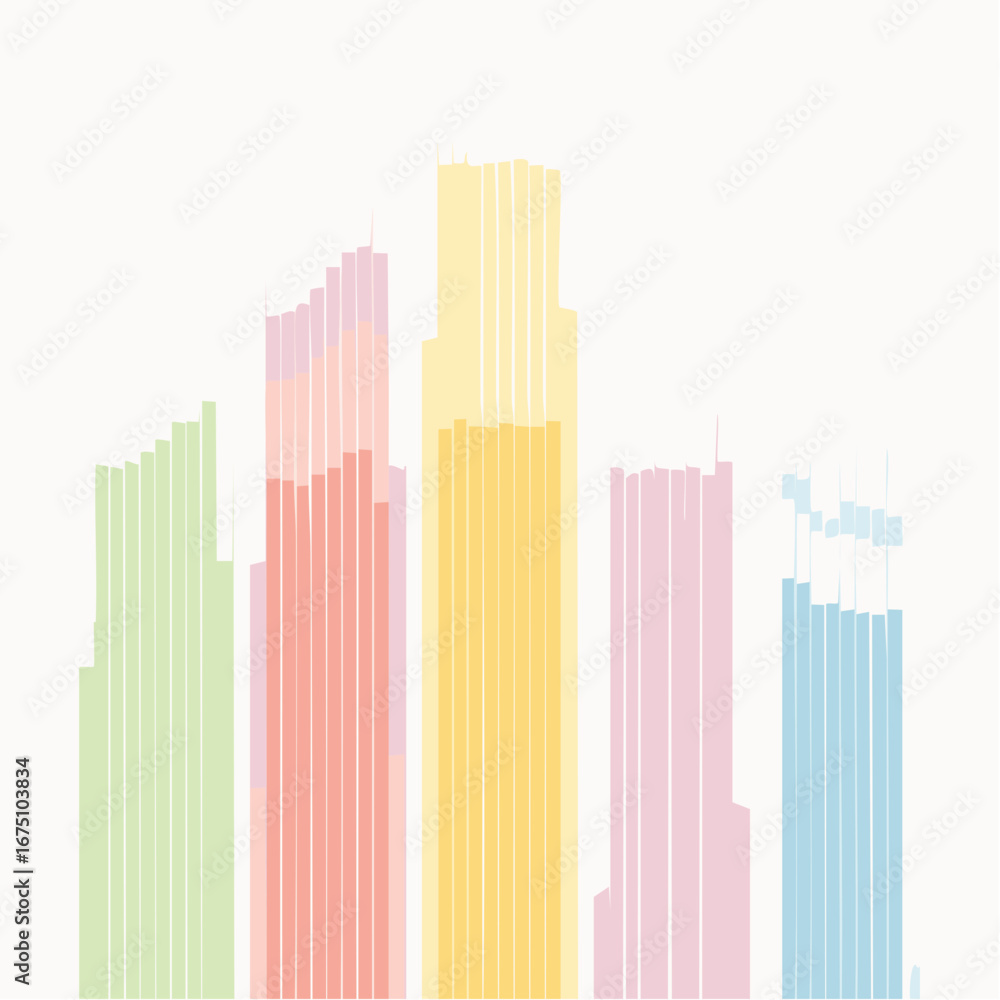 Fototapeta premium Pastel Skyline Cityscape Illustration