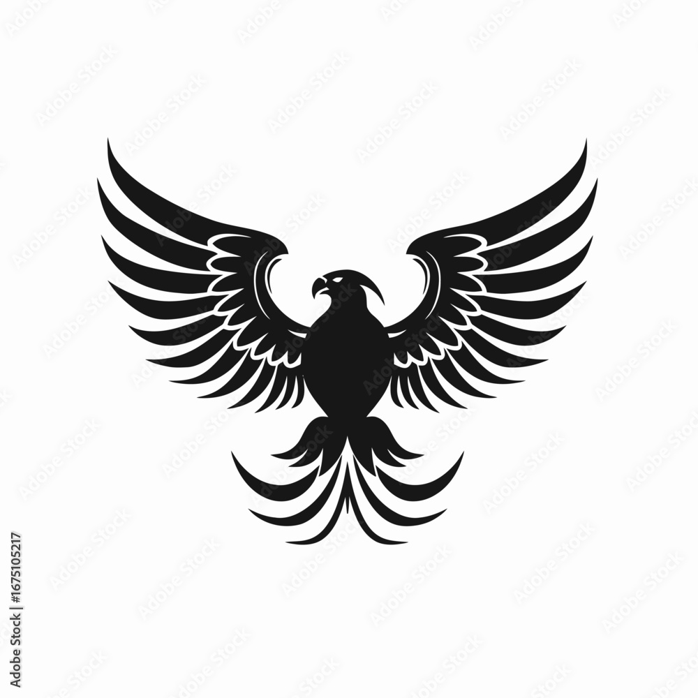 Obraz premium Majestic eagle soars with outstretched wings, powerful avian creature silhouette