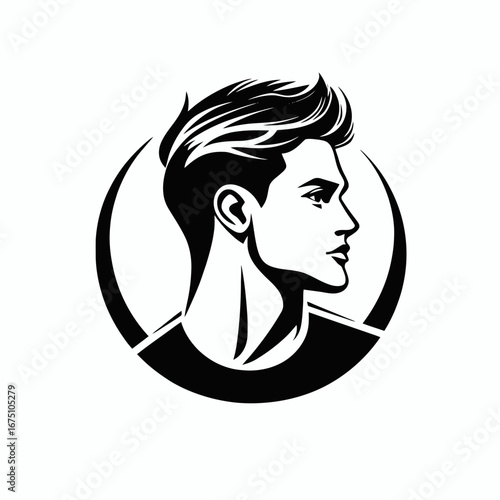 Elegant man with stylish hair in bold black vector illustration silhouette