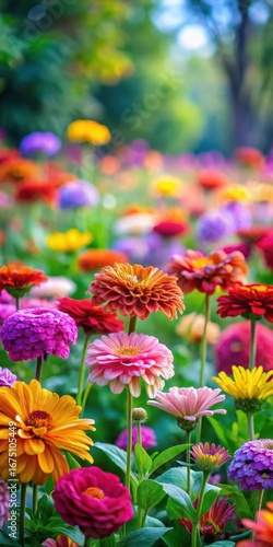 Fototapeta Naklejka Na Ścianę i Meble -  Colorful flowers blooming in a garden