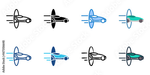 Future Transportation icon set multiple style collection 
