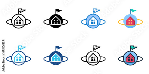 Space Colonization icon set multiple style collection 
