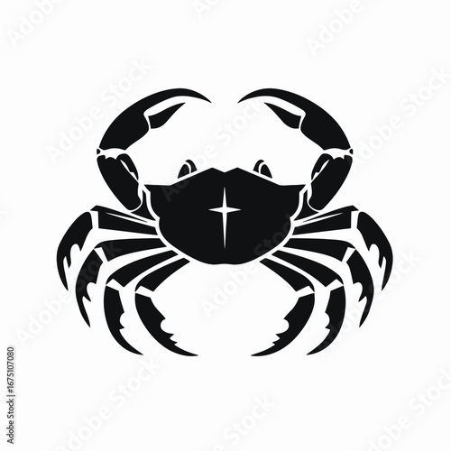 Elegant nautical crab illustration featuring star detail creating simple stylized silhouette