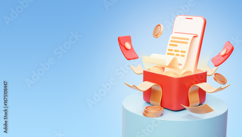 Mobile shopping order discounts and rewards event 3D