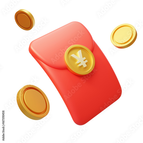 Red envelope Gold Coin discount allowance cashback 3D