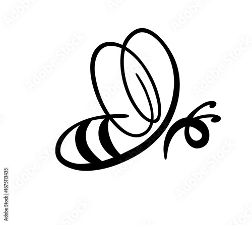 Flying Bee Outline Illustration