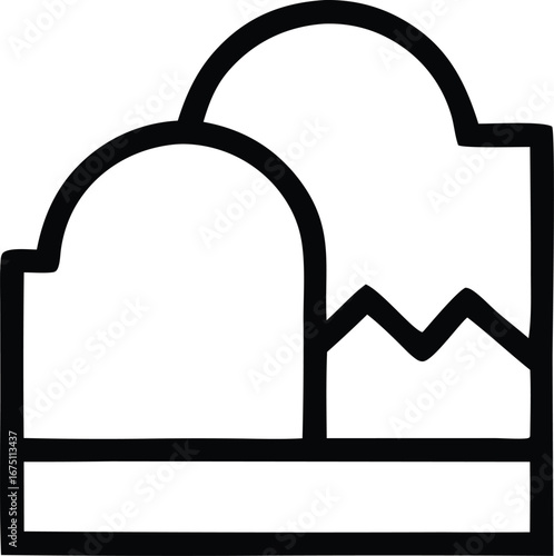 Stylized cloud icon symbol simple abstract geometric graphic minimalist design element representing weather atmosphere or data storage