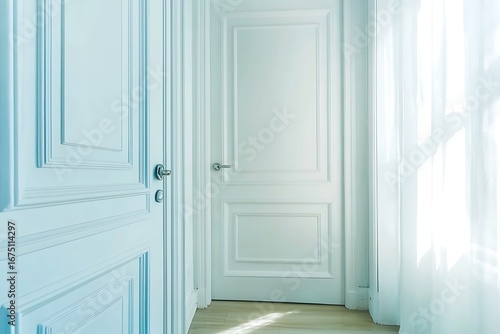 Wallpaper Mural Bright and Airy Room with Light Blue Walls and White Doors in Modern Interior Design Torontodigital.ca