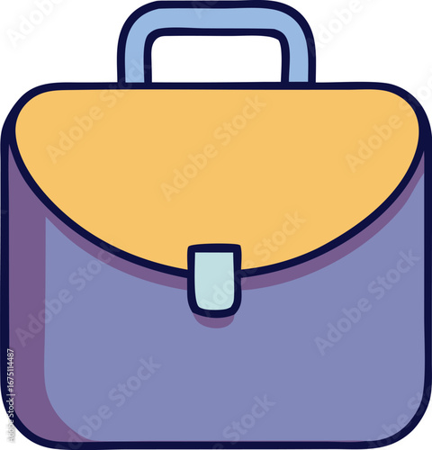 Classic briefcase icon with yellow flap and blue latch minimalist design for business and travel