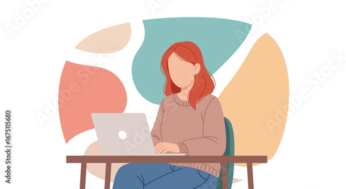 Woman works remotely on her laptop, symbolizing productivity, online learning, or modern flexible work. Ideal for business and lifestyle content.