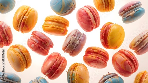 Wallpaper Mural Macarons Delight: A delightful assortment of colorful macarons, each a small masterpiece of flavor and texture, arranged in an enticing composition. Torontodigital.ca