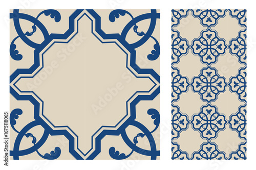 vintage tiles patterns antique seamless design in Vector illustration