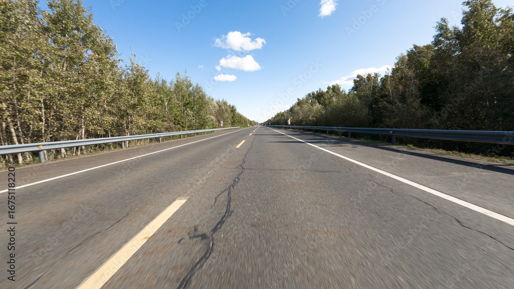 Fototapeta premium pov motion blured empty highway