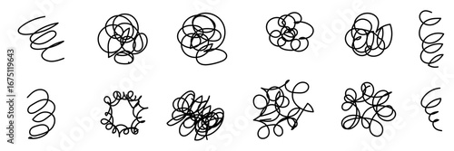 手書き モヤモヤ・グルグル・悩む・考える・不安など アイコンセット