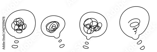 手書き モヤモヤ・不安・悩む・考える・グルグルなど　アイコンセット