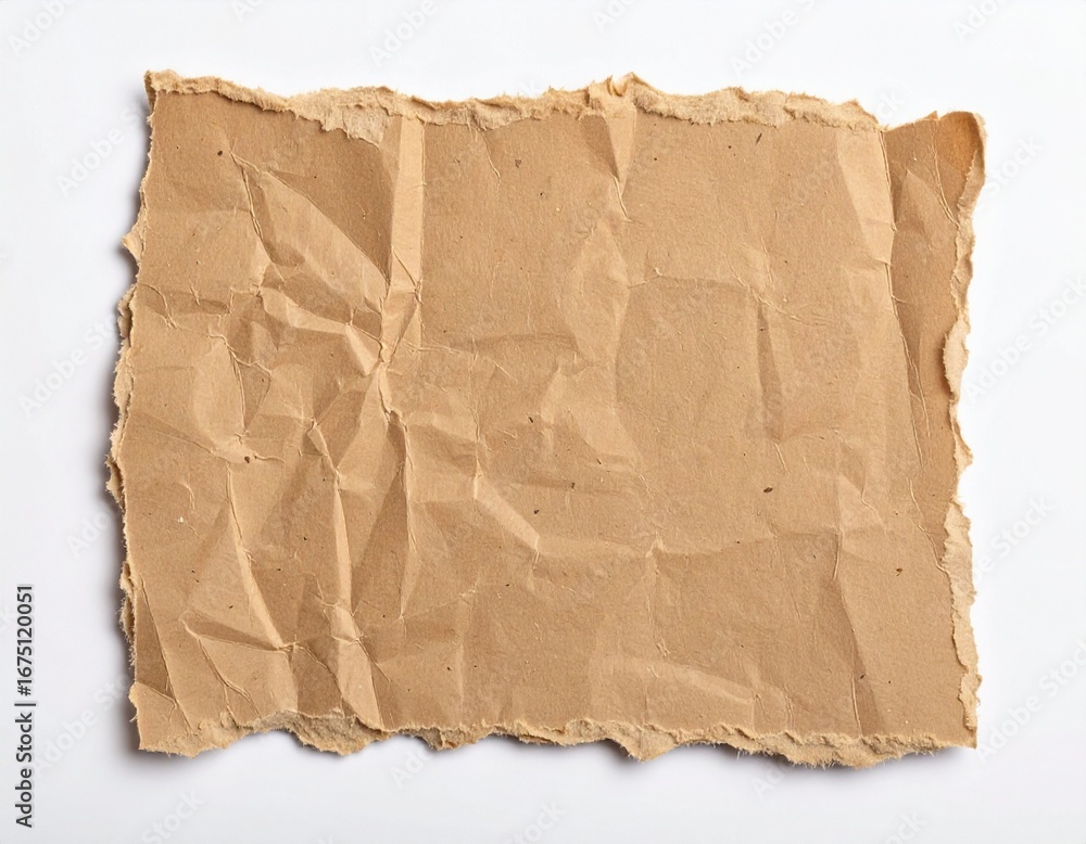 Fototapeta premium Torn kraft paper isolated on white background