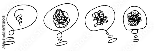 手書き　吹き出し付き モヤモヤ・グルグル・悩む・考えるアイコンセット