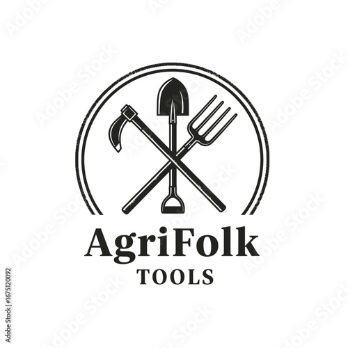 Agrifolk tools metal contryside, logo design vector illustration