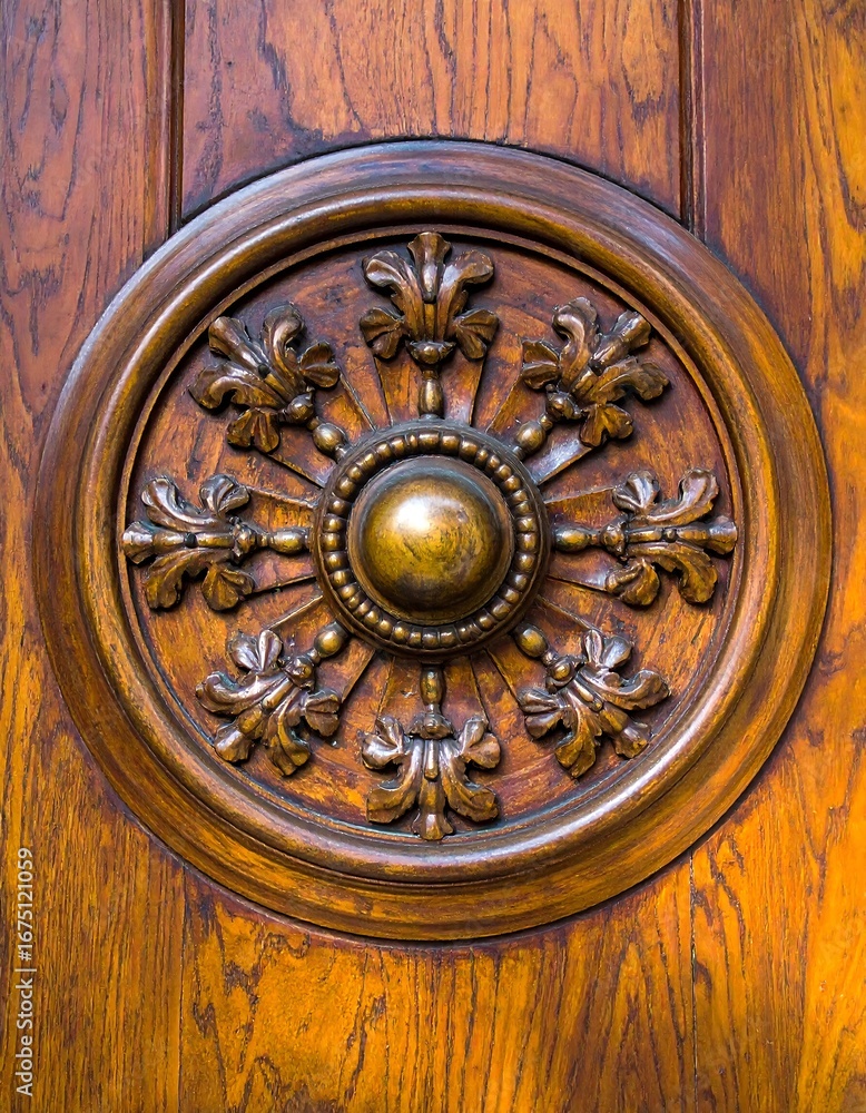Fototapeta premium Ornate wood door panel