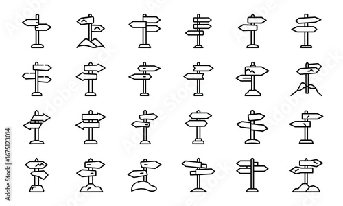 Travel and Adventure Outline Icons Set Camping, Hiking, Airplane Ticket, Credit Card, Globe, Map, Binoculars, Luggage, Camper Van, Mountains, Lighthouse, Ship, Cable Car, Campfire, Selfie Stick, Wea