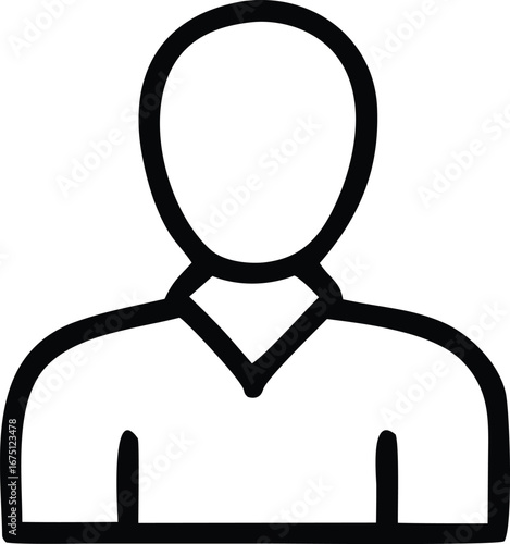 Simple line art icon of a person's bust showing head shoulders and collar for user profiles business and human resources