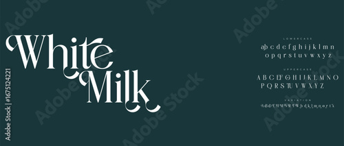 White Milk Minimal luxury font alphabet logo. Typography beauty fashion elegant minimalist serif italic fonts decorative wedding vintage retro logos. vector illustration