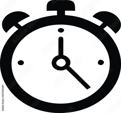 Classic alarm clock icon timekeeping measurement device symbol representing punctuality and scheduling for business and personal use