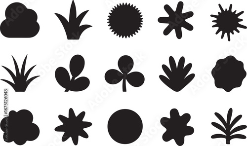 Botanical Shapes Vector Illustration Set for Nature and Garden Themes